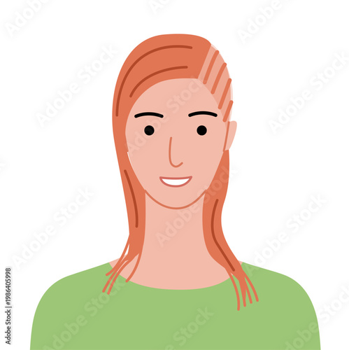 Cornrows hairstyle flat vector front view, braided hair shape tight rows composition for avatar, beauty app, interface, fashion illustration