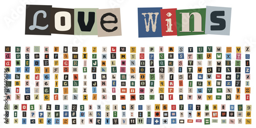 Ransom Note Style Alphabet for Anonymous Message and Kidnapping Note Design