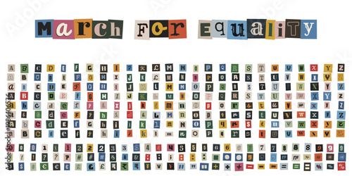 Ransom Note Alphabet for Social Justice Protest Poster and Activism Graphics