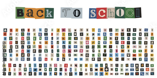 Vintage cut out letters and numbers for anonymous ransom note style typography and school crafts