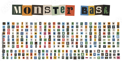 Ransom Note Style Alphabet for Halloween Monster Bash Party Invitations