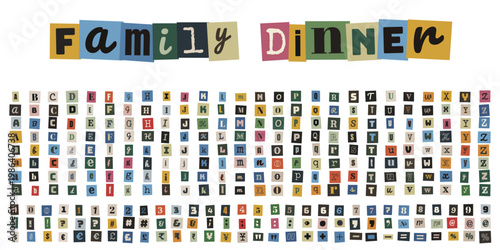 Ransom Note Style Alphabet and Numbers for Anonymous Message Design