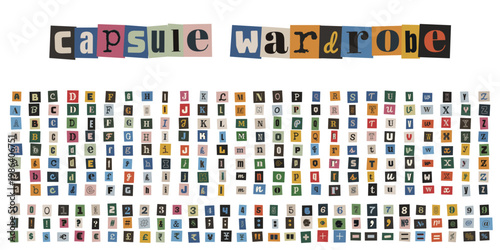 Sustainable Fashion Capsule Wardrobe Planning Collage with Ransom Note Letters