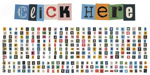 Ransom Note Style Alphabet for Anonymous Message and Kidnapping Note Design