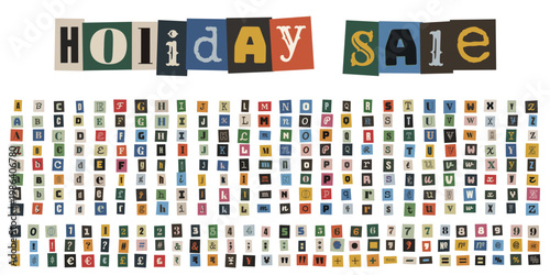 Ransom Note Style Alphabet for Anonymous Holiday Sale Promotion