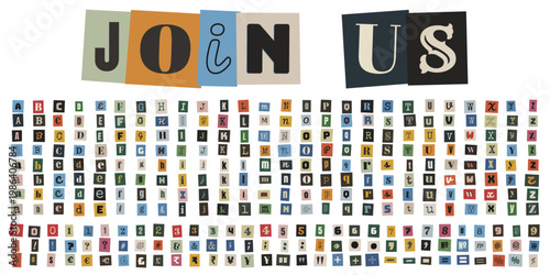 Ransom Note Style Alphabet for Anonymous Message and Kidnapping Note Design