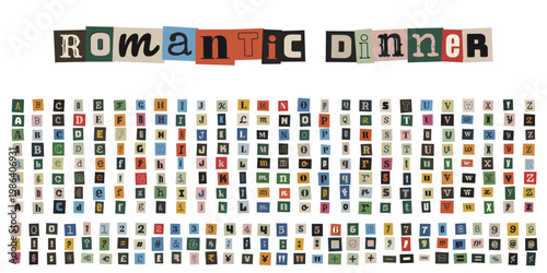 Ransom Note Style Alphabet for Anonymous Romantic Dinner Invitation