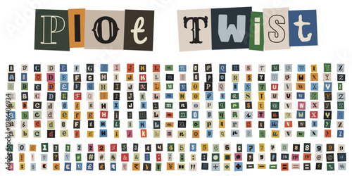 Ransom Note Alphabet for Anonymous Letter and True Crime Mystery Design