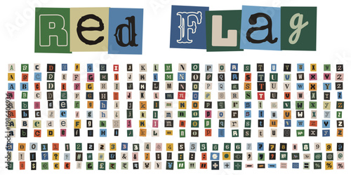 Ransom Note Style Alphabet for Anonymous Message and True Crime Design