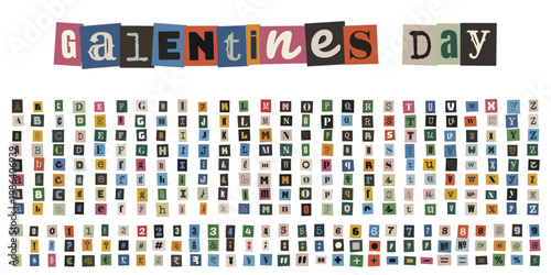 Ransom Note Style Galentines Day Typography and Alphabet Kit