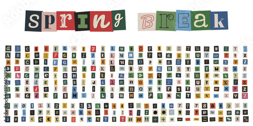 Spring Break Ransom Note Style Alphabet Cutouts for DIY Vacation Scrapbooking and Crafts