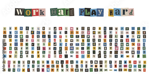 Anonymous ransom note alphabet kit with letters and numbers for creative collage art