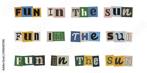 Fun in the Sun Ransom Note Style Typography for Summer Scrapbooking