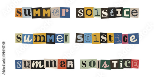 Summer Solstice Ransom Note Typography for Pagan Festival Invitations