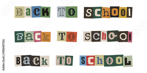 Back to School Ransom Note Typography in DIY Zine Collage Style for Retro Posters and Social Media