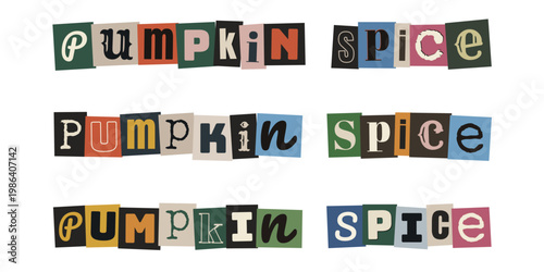 Ransom Note Style Pumpkin Spice Text Graphics for Fall Scrapbooking