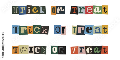 Ransom Note Style Trick or Treat Text for Halloween Mystery Party Invitations and Spooky Decor
