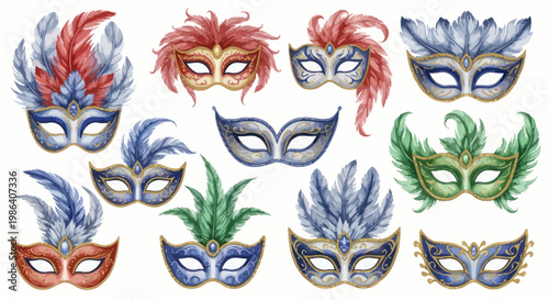 Masquerade Masks Collection: Venetian, Feathered, Decorative, Carnival, Party, Elegant
