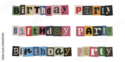 Ransom Note Style Birthday Party Text Graphics, Anonymous Letter Cutouts