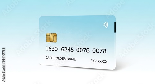 Credit card on white background closeup.