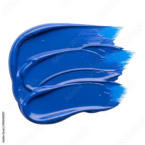 a smear of blue paint on a surface isolated on transparent background