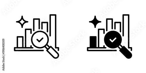 Magnifying Glass Analysis Vector Line Icon for Business and Research