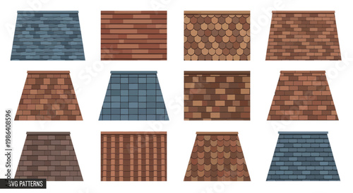 Collection of Roofing and Brick Wall Textures - Seamless Patterns