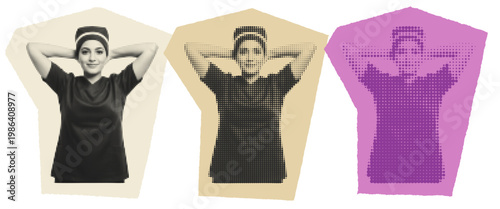 Young Female Nurse in Scrubs Taking a Break for Mental Health Awareness Pop Art Graphic