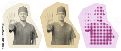 Asian Male Surgeon Halftone Pop Art Graphic for Medical Awareness Campaign