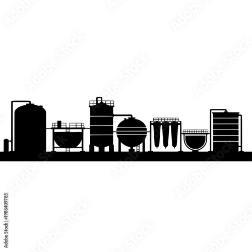 Industrial facility with equipment and tanks in a factory setting