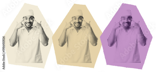 Young Male Healthcare Professional Halftone Pop Art Graphic Design