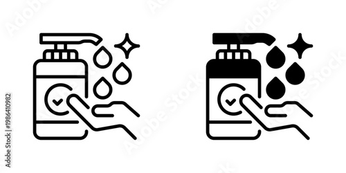 Hand Sanitizer Vector Line Icon for Healthcare and Medical