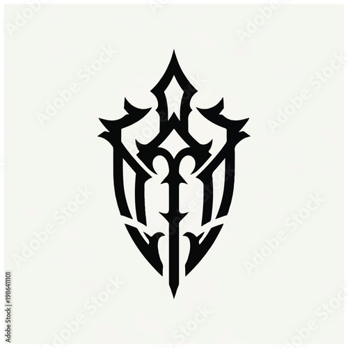 Black medieval shield emblem design.