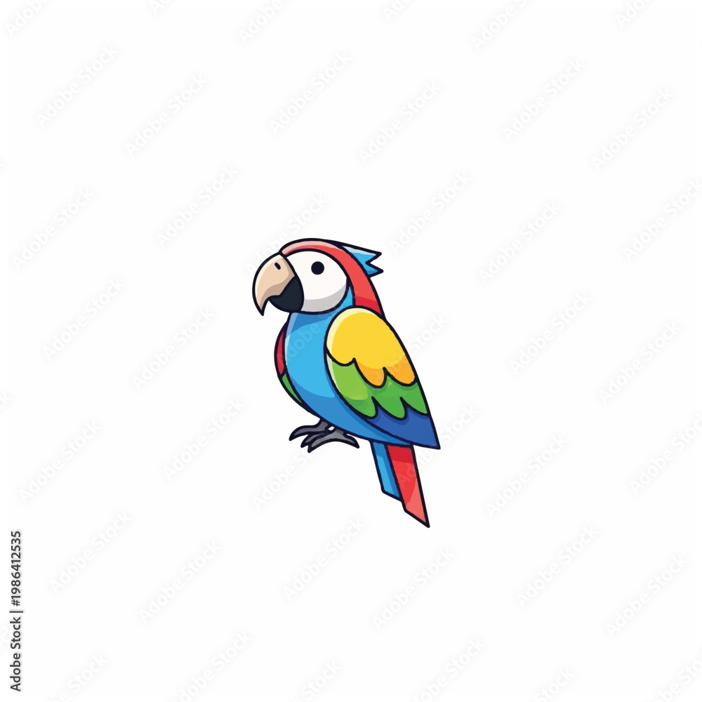 Obraz premium Colorful Cartoon Macaw Parrot Bird Illustration.