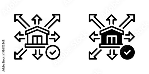 Home Relocation Vector Line Icon for Real Estate and Logistics