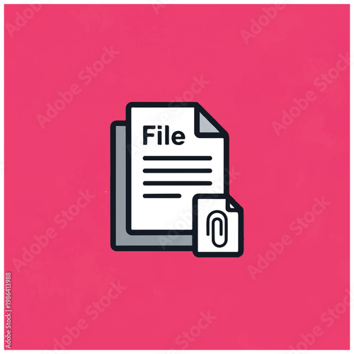 Document with Paperclip Icon Representing File Attachment.