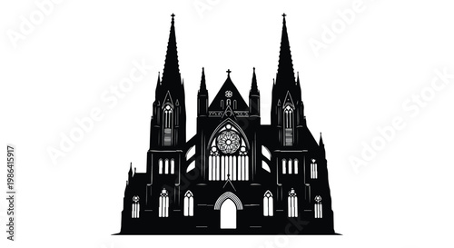 Black silhouette of gothic church building
