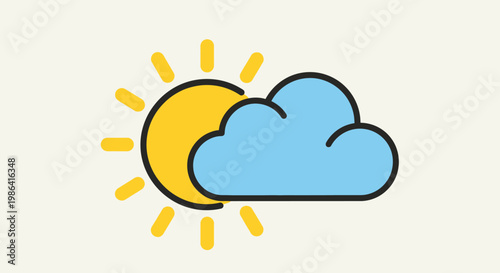 Sun behind a cloudy sky.