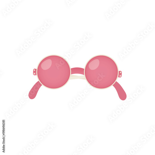 Round sunglasses with bright pink lenses and temples, featuring a light-colored frame.