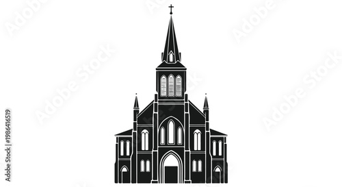 Black silhouette of ornate gothic church
