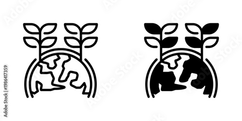 Save Earth Vector Line Icon for Environment and Sustainability
