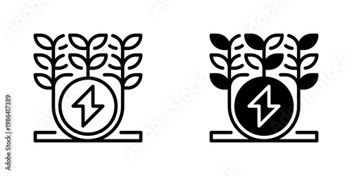 Bioenergy Vector Line Icon for Renewable Energy and Environment
