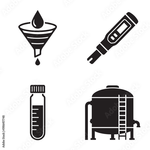 Water Purification and Sanitation Science Icon Set