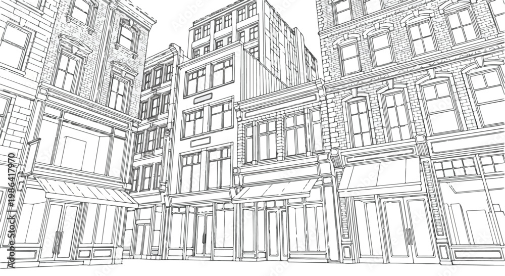 Obraz premium Modern office building corner perspective sketch