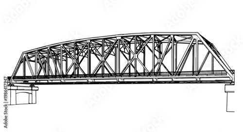 Technical drawing of truss bridge structure