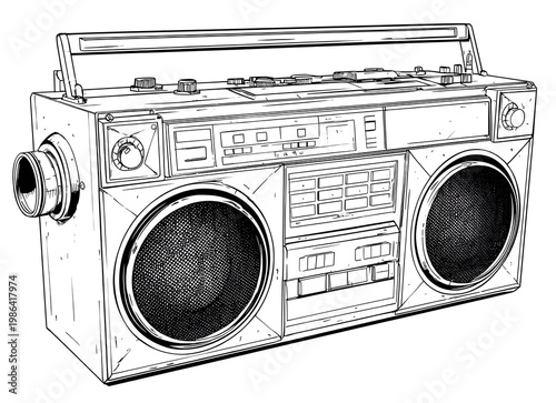 A radio old boombox coloring page.