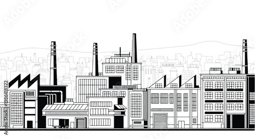 Sketch of industrial power plant facility