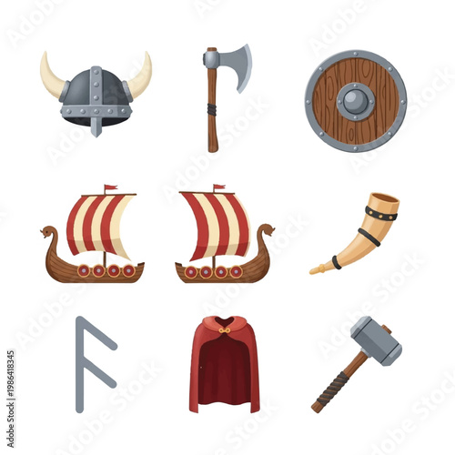 Viking Age Symbols and Artifacts Collection.