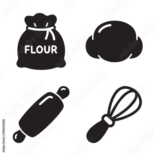 Cute Bread Making and Baking Process Icon Set