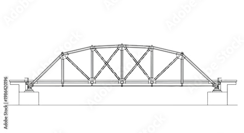 Technical drawing of truss bridge structure